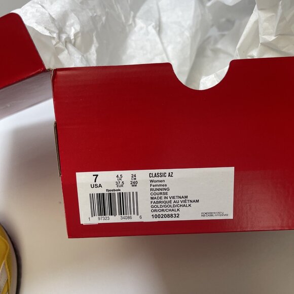 Reebok Classic AZ Women Running Casual Retro Shoes Yellow / Gold Size 7 US New - Picture 9 of 11